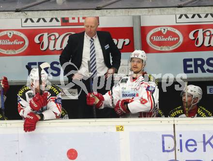 EBEL. Eishockey Bundesliga. EC VSV gegen KAC. Trainer Doug Mason (KAC). Villach, am 18.1.2015.
Foto: Kuess 


---
pressefotos, pressefotografie, kuess, qs, qspictures, sport, bild, bilder, bilddatenbank