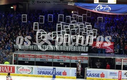 EBEL. Eishockey Bundesliga. EC VSV gegen KAC.  Fans. Villach, am 18.1.2015.
Foto: Kuess 


---
pressefotos, pressefotografie, kuess, qs, qspictures, sport, bild, bilder, bilddatenbank