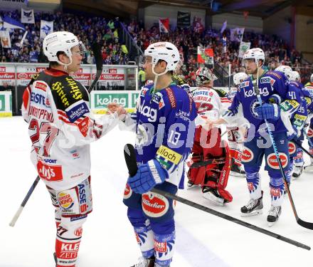 EBEL. Eishockey Bundesliga. EC VSV gegen KAC. John Lammers,  (VSV), Thomas Hundertpfund (KAC). Villach, am 18.1.2015.
Foto: Kuess 


---
pressefotos, pressefotografie, kuess, qs, qspictures, sport, bild, bilder, bilddatenbank