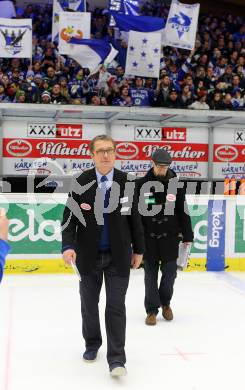 EBEL. Eishockey Bundesliga. EC VSV gegen KAC. Trainer Hannu Jaervenpaeae, Markus Peintner (VSV). Villach, am 18.1.2015.
Foto: Kuess 


---
pressefotos, pressefotografie, kuess, qs, qspictures, sport, bild, bilder, bilddatenbank