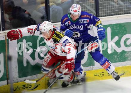 EBEL. Eishockey Bundesliga. EC VSV gegen KAC. Daniel Nageler, (VSV), Thomas Vallant  (KAC). Villach, am 18.1.2015.
Foto: Kuess 


---
pressefotos, pressefotografie, kuess, qs, qspictures, sport, bild, bilder, bilddatenbank