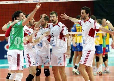 Volleyball. Champions League. SK Posojilnica Aich/Dob gegen VfB Friedrichshafen. Jubel (Friedrichshafen). Klagenfurt, 21.1.2015.
Foto: Kuess
---
pressefotos, pressefotografie, kuess, qs, qspictures, sport, bild, bilder, bilddatenbank