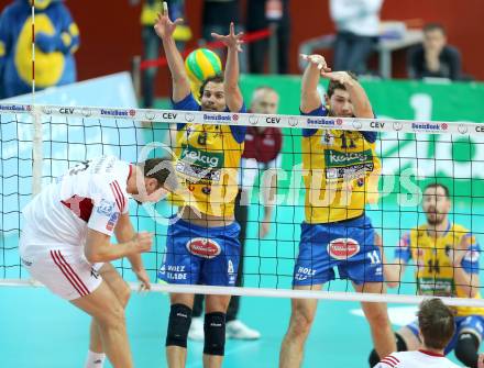 Volleyball. Champions League. SK Posojilnica Aich/Dob gegen VfB Friedrichshafen. Rok Satler, Danijel Koncilja (Aich/Dob). Klagenfurt, 21.1.2015.
Foto: Kuess
---
pressefotos, pressefotografie, kuess, qs, qspictures, sport, bild, bilder, bilddatenbank