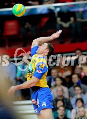 Volleyball. Champions League. SK Posojilnica Aich/Dob gegen VfB Friedrichshafen.  Nejc Pusnik (Aich/Dob). Klagenfurt, 21.1.2015.
Foto: Kuess
---
pressefotos, pressefotografie, kuess, qs, qspictures, sport, bild, bilder, bilddatenbank