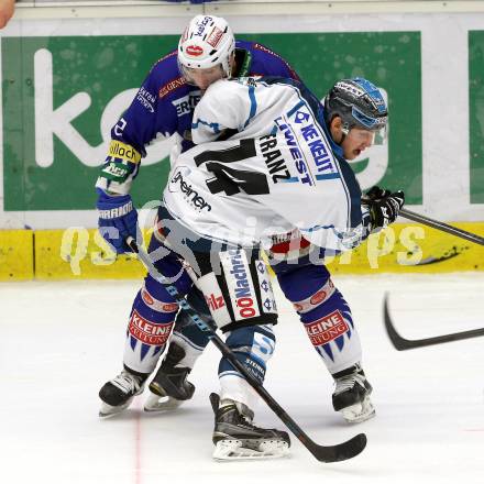 EBEL. Eishockey Bundesliga. EC VSV gegen EHC Liwest Black Wings Linz.  Cole Jarrett, (VSV), David Franz  (Linz). Villach, am 22.1.2015.
Foto: Kuess 


---
pressefotos, pressefotografie, kuess, qs, qspictures, sport, bild, bilder, bilddatenbank