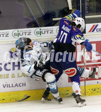 EBEL. Eishockey Bundesliga. EC VSV gegen EHC Liwest Black Wings Linz.  Brock McBride, (VSV), Franklin MacDonald  (Linz). Villach, am 22.1.2015.
Foto: Kuess 


---
pressefotos, pressefotografie, kuess, qs, qspictures, sport, bild, bilder, bilddatenbank