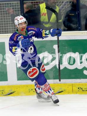 EBEL. Eishockey Bundesliga. EC VSV gegen EHC Liwest Black Wings Linz.  Torjubel John Lammers (VSV). Villach, am 22.1.2015.
Foto: Kuess 


---
pressefotos, pressefotografie, kuess, qs, qspictures, sport, bild, bilder, bilddatenbank