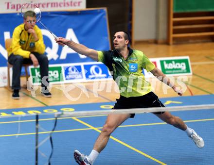 Badminton Bundesliga. ASKOE Kelag Kaernten gegen Pressbaum.  Krasimir Yankov (Kaernten). Klagenfurt, am 24.1.2015.
Foto: Kuess
---
pressefotos, pressefotografie, kuess, qs, qspictures, sport, bild, bilder, bilddatenbank