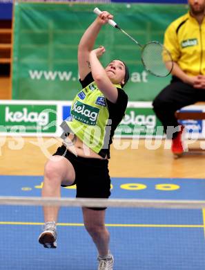 Badminton Bundesliga. ASKOE Kelag Kaernten gegen Pressbaum.  Belinda Heber (Kaernten). Klagenfurt, am 24.1.2015.
Foto: Kuess
---
pressefotos, pressefotografie, kuess, qs, qspictures, sport, bild, bilder, bilddatenbank