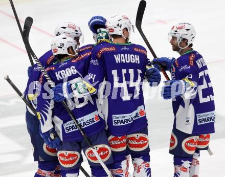 EBEL. Eishockey Bundesliga. EC VSV gegen Dornbirner Eishockey Club.  Torjubel (VSV). Villach, am 25.1.2015.
Foto: Kuess 


---
pressefotos, pressefotografie, kuess, qs, qspictures, sport, bild, bilder, bilddatenbank