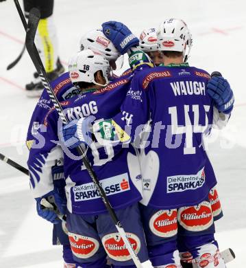 EBEL. Eishockey Bundesliga. EC VSV gegen Dornbirner Eishockey Club.  Torjubel (VSV). Villach, am 25.1.2015.
Foto: Kuess 


---
pressefotos, pressefotografie, kuess, qs, qspictures, sport, bild, bilder, bilddatenbank