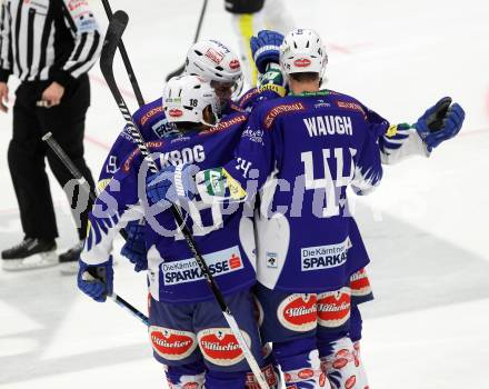 EBEL. Eishockey Bundesliga. EC VSV gegen Dornbirner Eishockey Club.  Torjubel (VSV). Villach, am 25.1.2015.
Foto: Kuess 


---
pressefotos, pressefotografie, kuess, qs, qspictures, sport, bild, bilder, bilddatenbank