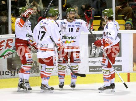 EBEL. Eishockey Bundesliga. KAC gegen HCB Suedtirol.  Torjubel Bozen. Klagenfurt, am 30.1.2015.
Foto: Kuess 

---
pressefotos, pressefotografie, kuess, qs, qspictures, sport, bild, bilder, bilddatenbank