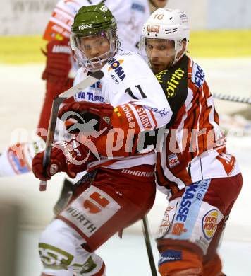 EBEL. Eishockey Bundesliga. KAC gegen HCB Suedtirol. Thomas Koch, (KAC), Mark Cullen  (Bozen). Klagenfurt, am 30.1.2015.
Foto: Kuess 

---
pressefotos, pressefotografie, kuess, qs, qspictures, sport, bild, bilder, bilddatenbank