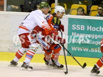 EBEL. Eishockey Bundesliga. KAC gegen HCB Suedtirol.  Marcel Rodman,  (KAC), Alexander Egger (Bozen). Klagenfurt, am 30.1.2015.
Foto: Kuess 

---
pressefotos, pressefotografie, kuess, qs, qspictures, sport, bild, bilder, bilddatenbank