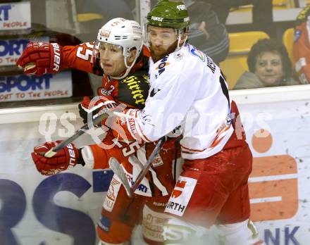 EBEL. Eishockey Bundesliga. KAC gegen HCB Suedtirol. Kirk Furey,  (KAC),  Derek Nesbitt (Bozen). Klagenfurt, am 30.1.2015.
Foto: Kuess 

---
pressefotos, pressefotografie, kuess, qs, qspictures, sport, bild, bilder, bilddatenbank