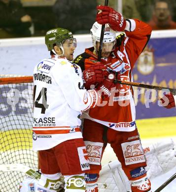 EBEL. Eishockey Bundesliga. KAC gegen HCB Suedtirol.  Jean Francois Jacques,  (KAC), Hannes Oberdoerfer (Bozen). Klagenfurt, am 30.1.2015.
Foto: Kuess 

---
pressefotos, pressefotografie, kuess, qs, qspictures, sport, bild, bilder, bilddatenbank