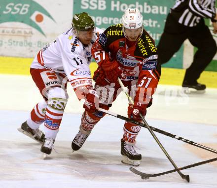 EBEL. Eishockey Bundesliga. KAC gegen HCB Suedtirol. Oliver Setzinger, (KAC), Alexander Egger  (Bozen). Klagenfurt, am 30.1.2015.
Foto: Kuess 

---
pressefotos, pressefotografie, kuess, qs, qspictures, sport, bild, bilder, bilddatenbank