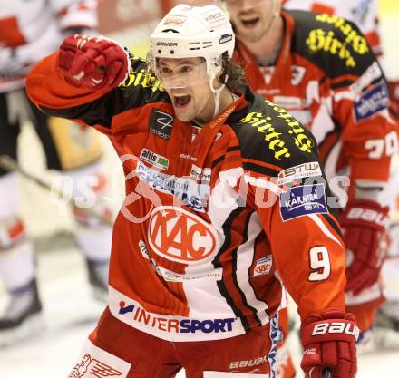 EBEL. Eishockey Bundesliga. KAC gegen HC TWK Innsbruck. Torjubel Luke Pither (KAC). Klagenfurt, am 10.2.2015.
Foto: Kuess 

---
pressefotos, pressefotografie, kuess, qs, qspictures, sport, bild, bilder, bilddatenbank