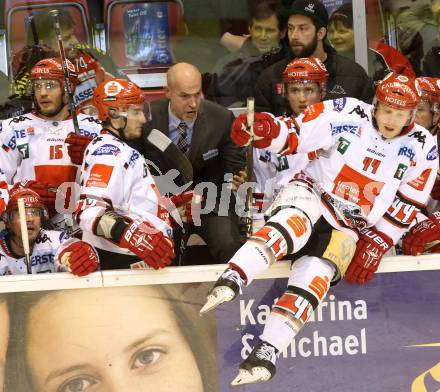 EBEL. Eishockey Bundesliga. KAC gegen HC TWK Innsbruck. Trainer Christer Olsson (Innsbruck). Klagenfurt, am 10.2.2015.
Foto: Kuess 

---
pressefotos, pressefotografie, kuess, qs, qspictures, sport, bild, bilder, bilddatenbank