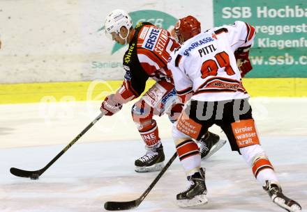 EBEL. Eishockey Bundesliga. KAC gegen HC TWK Innsbruck. Oliver Setzinger,  (KAC), Stefan Pittl (Innsbruck). Klagenfurt, am 10.2.2015.
Foto: Kuess 

---
pressefotos, pressefotografie, kuess, qs, qspictures, sport, bild, bilder, bilddatenbank