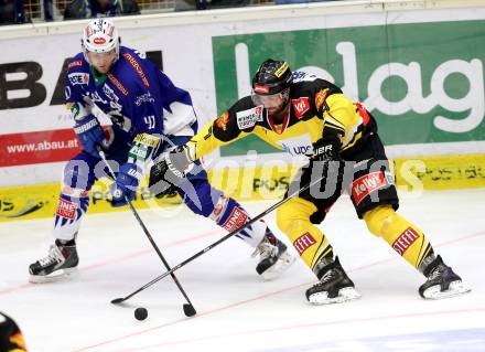 EBEL. Eishockey Bundesliga. EC VSV gegen UPC Vienna Capitals. Mario Altmann,  (VSV), Philippe Lakos (Caps). Villach, am 10.2.2015.
Foto: Kuess 


---
pressefotos, pressefotografie, kuess, qs, qspictures, sport, bild, bilder, bilddatenbank