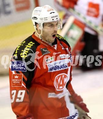 EBEL. Eishockey Bundesliga. KAC gegen HC TWK Innsbruck. Torjubel Jean Francois Jacques (KAC). Klagenfurt, am 10.2.2015.
Foto: Kuess 

---
pressefotos, pressefotografie, kuess, qs, qspictures, sport, bild, bilder, bilddatenbank