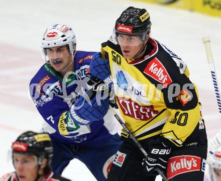 EBEL. Eishockey Bundesliga. EC VSV gegen UPC Vienna Capitals. Klemen Pretnar,  (VSV), Mario Fischer (Caps). Villach, am 10.2.2015.
Foto: Kuess 


---
pressefotos, pressefotografie, kuess, qs, qspictures, sport, bild, bilder, bilddatenbank