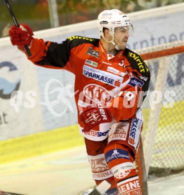 EBEL. Eishockey Bundesliga. KAC gegen HC TWK Innsbruck.  Torjubel Jean Francois Jacques (KAC). Klagenfurt, am 10.2.2015.
Foto: Kuess 

---
pressefotos, pressefotografie, kuess, qs, qspictures, sport, bild, bilder, bilddatenbank