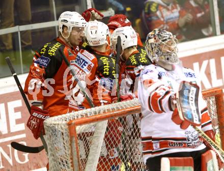 EBEL. Eishockey Bundesliga. KAC gegen HC TWK Innsbruck. Torjubel  (KAC). Klagenfurt, am 10.2.2015.
Foto: Kuess 

---
pressefotos, pressefotografie, kuess, qs, qspictures, sport, bild, bilder, bilddatenbank