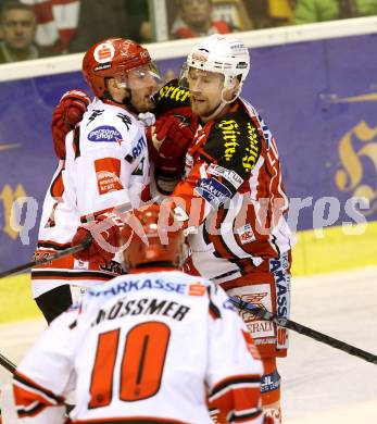 EBEL. Eishockey Bundesliga. KAC gegen HC TWK Innsbruck. Jamie Lundmark,  (KAC), Stefan Pittl (Innsbruck). Klagenfurt, am 10.2.2015.
Foto: Kuess 

---
pressefotos, pressefotografie, kuess, qs, qspictures, sport, bild, bilder, bilddatenbank