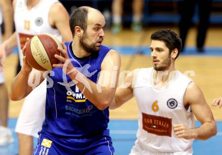 Basketball 2.Bundesliga 2014/15 Grunddurchgang 19.Runde. Woerthersee Piraten gegen Radenthein Garnets. Daniel Gspandl,  (Piraten), Vjeran Soldo (Radenthein). Klagenfurt, 14.2.2015.
Foto: Kuess
---
pressefotos, pressefotografie, kuess, qs, qspictures, sport, bild, bilder, bilddatenbank