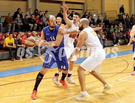 Basketball 2.Bundesliga 2014/15 Grunddurchgang 19.Runde. Woerthersee Piraten gegen Radenthein Garnets. Joachim Buggelsheim, Selmir Husanovic,  (Piraten), Vjeran Soldo (Radenthein). Klagenfurt, 14.2.2015.
Foto: Kuess
---
pressefotos, pressefotografie, kuess, qs, qspictures, sport, bild, bilder, bilddatenbank