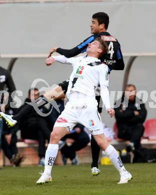 Fussball Bundesliga. RZ Pellets WAC gegen FK Austria Wien. Tadejj Trdina,  (WAC), Vanche Shikov (Wien). Klagenfiurt, am 15.2.2015.
Foto: Kuess

---
pressefotos, pressefotografie, kuess, qs, qspictures, sport, bild, bilder, bilddatenbank