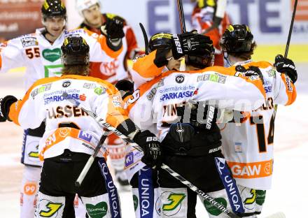 EBEL. Eishockey Bundesliga. KAC gegen Moser Medical Graz 99ers. Torjubel   (Graz). Klagenfurt, am 15.2.2015.
Foto: Kuess 

---
pressefotos, pressefotografie, kuess, qs, qspictures, sport, bild, bilder, bilddatenbank