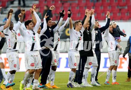 Fussball Bundesliga. RZ Pellets WAC gegen FK Austria Wien. Jubel (WAC). Klagenfurt, am 15.2.2015.
Foto: Kuess

---
pressefotos, pressefotografie, kuess, qs, qspictures, sport, bild, bilder, bilddatenbank