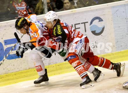 EBEL. Eishockey Bundesliga. KAC gegen Moser Medical Graz 99ers. Thomas Hundertpfund, (KAC), Stefan Lassen   (Graz). Klagenfurt, am 15.2.2015.
Foto: Kuess 

---
pressefotos, pressefotografie, kuess, qs, qspictures, sport, bild, bilder, bilddatenbank