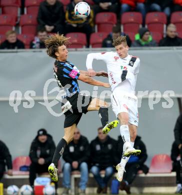 Fussball Bundesliga. RZ Pellets WAC gegen FK Austria Wien. Tadej Trdina,  (WAC), Lukas Rotpuller (Wien). Klagenfiurt, am 15.2.2015.
Foto: Kuess

---
pressefotos, pressefotografie, kuess, qs, qspictures, sport, bild, bilder, bilddatenbank