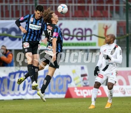 Fussball Bundesliga. RZ Pellets WAC gegen FK Austria Wien.  De Oliveira Silvio Carlos, (WAC), Vanche Shikov, Lukas Rotpuller  (Wien). Klagenfiurt, am 15.2.2015.
Foto: Kuess

---
pressefotos, pressefotografie, kuess, qs, qspictures, sport, bild, bilder, bilddatenbank