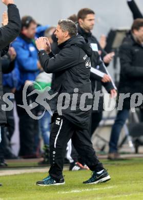 Fussball Bundesliga. RZ Pellets WAC gegen FK Austria Wien. Jubel Trainer Dietmar Kuehbauer (WAC). Klagenfiurt, am 15.2.2015.
Foto: Kuess

---
pressefotos, pressefotografie, kuess, qs, qspictures, sport, bild, bilder, bilddatenbank