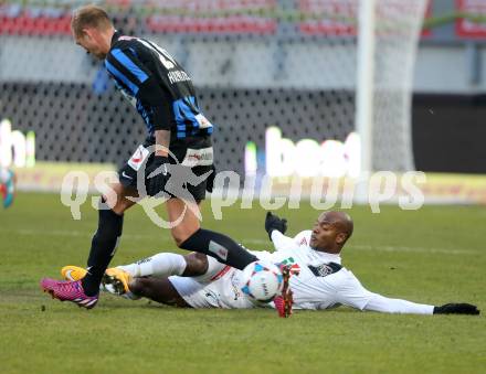 Fussball Bundesliga. RZ Pellets WAC gegen FK Austria Wien. De Oliveira Silvio Carlos,  (WAC), Raphael Holzhauser (Wien). Klagenfiurt, am 15.2.2015.
Foto: Kuess

---
pressefotos, pressefotografie, kuess, qs, qspictures, sport, bild, bilder, bilddatenbank