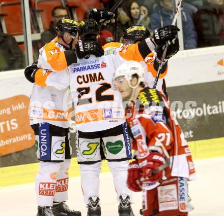 EBEL. Eishockey Bundesliga. KAC gegen Moser Medical Graz 99ers. Torjubel  (Graz). Klagenfurt, am 15.2.2015.
Foto: Kuess 

---
pressefotos, pressefotografie, kuess, qs, qspictures, sport, bild, bilder, bilddatenbank