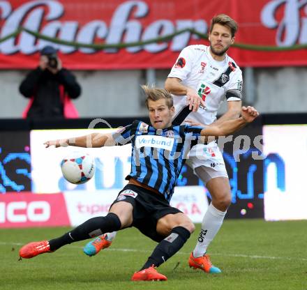 Fussball Bundesliga. RZ Pellets WAC gegen FK Austria Wien. Boris Huettenbrenner, (WAC), Alexander Gruenwald (Wien). Klagenfiurt, am 15.2.2015.
Foto: Kuess

---
pressefotos, pressefotografie, kuess, qs, qspictures, sport, bild, bilder, bilddatenbank