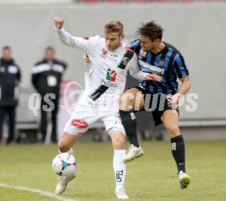 Fussball Bundesliga. RZ Pellets WAC gegen FK Austria Wien. Manuel Weber,  (WAC), James Holland (Wien). Klagenfiurt, am 15.2.2015.
Foto: Kuess

---
pressefotos, pressefotografie, kuess, qs, qspictures, sport, bild, bilder, bilddatenbank