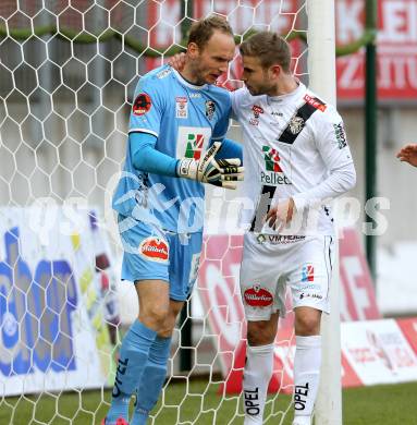 Fussball Bundesliga. RZ Pellets WAC gegen FK Austria Wien. Alexander Kofler, Manuel weber (WAC). Klagenfiurt, am 15.2.2015.
Foto: Kuess

---
pressefotos, pressefotografie, kuess, qs, qspictures, sport, bild, bilder, bilddatenbank