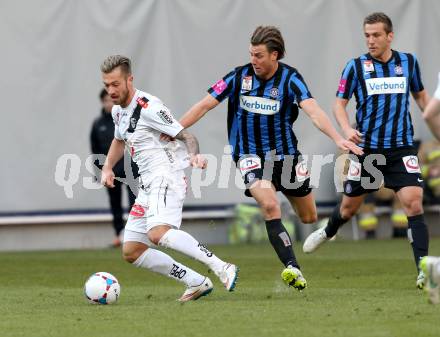 Fussball Bundesliga. RZ Pellets WAC gegen FK Austria Wien. Peter Zulj, (WAC),  Lukas Rotpuller (Wien). Klagenfiurt, am 15.2.2015.
Foto: Kuess

---
pressefotos, pressefotografie, kuess, qs, qspictures, sport, bild, bilder, bilddatenbank