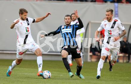 Fussball Bundesliga. RZ Pellets WAC gegen FK Austria Wien. Boris Huettenbrenner, Peter Zulj,  (WAC), Alexander Gorgon (Wien). Klagenfiurt, am 15.2.2015.
Foto: Kuess

---
pressefotos, pressefotografie, kuess, qs, qspictures, sport, bild, bilder, bilddatenbank