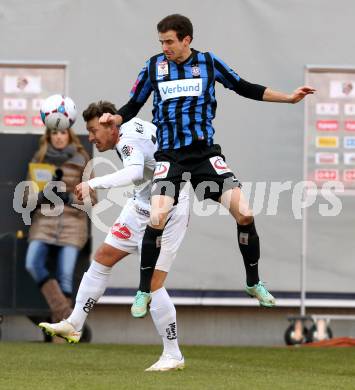 Fussball Bundesliga. RZ Pellets WAC gegen FK Austria Wien. Christopher Wernitznig,  (WAC), Alexander Gorgon (Wien). Klagenfiurt, am 15.2.2015.
Foto: Kuess

---
pressefotos, pressefotografie, kuess, qs, qspictures, sport, bild, bilder, bilddatenbank