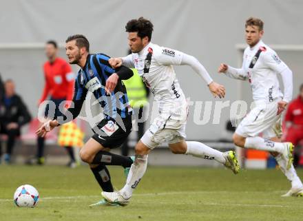 Fussball Bundesliga. RZ Pellets WAC gegen FK Austria Wien. Roland Putsche, (WAC), Alexander Gorgon  (Wien). Klagenfiurt, am 15.2.2015.
Foto: Kuess

---
pressefotos, pressefotografie, kuess, qs, qspictures, sport, bild, bilder, bilddatenbank