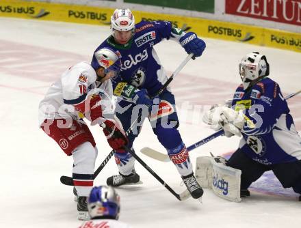 EBEL. Eishockey Bundesliga. EC VSV gegen EC Red Bull Salzburg. Jean Philippe Lamoureux, Geoff Waugh (VSV), Ryan Duncan (Salzburg). Villach, am 17.2.2015.
Foto: Kuess
---
pressefotos, pressefotografie, kuess, qs, qspictures, sport, bild, bilder, bilddatenbank